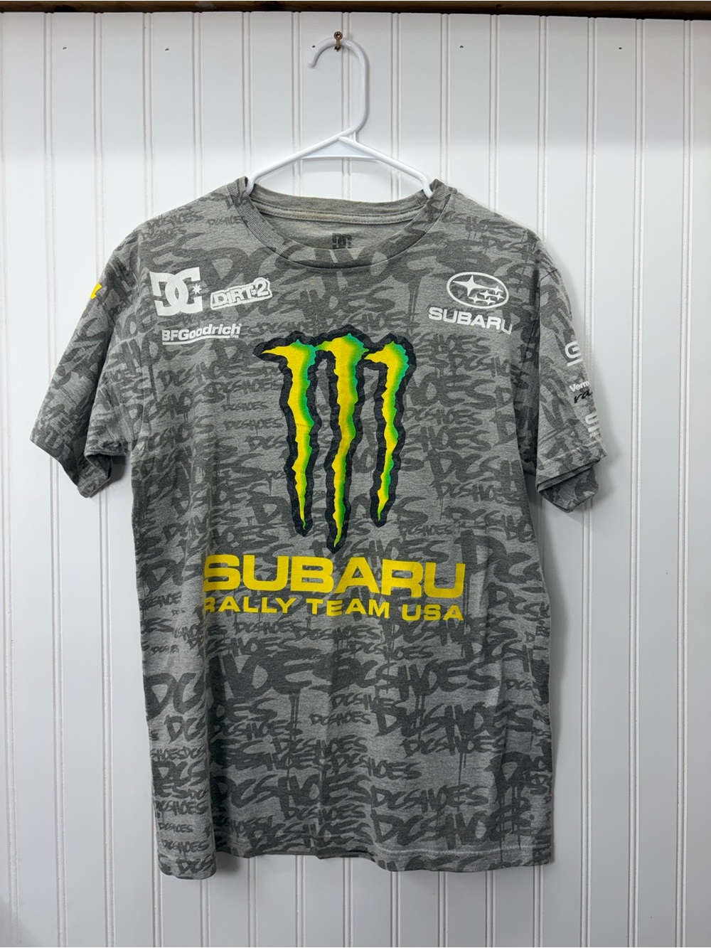 DC Y2K vintage streetwear Gray Subaru Rally Team USA Monster Energy Tee